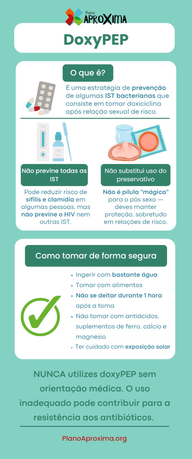 Infográfico que explica o que é doxypep e como tomar de forma segura.