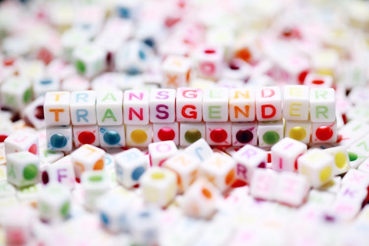 pequenos cubos formando a palavra transgender