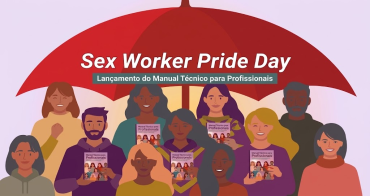 pessoas seguram manual técnico para profissionais no Sex Worker Pride Day