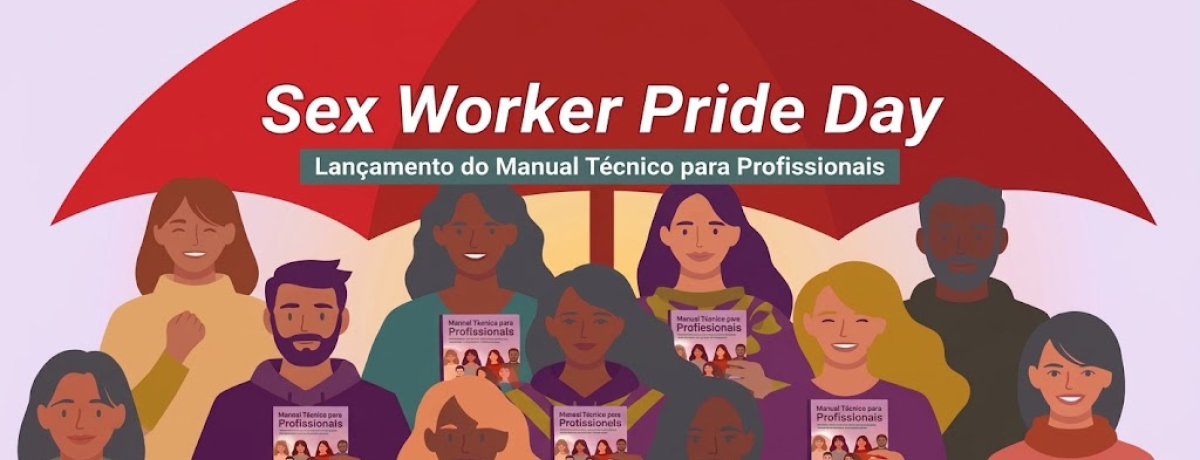 pessoas seguram manual técnico para profissionais no Sex Worker Pride Day